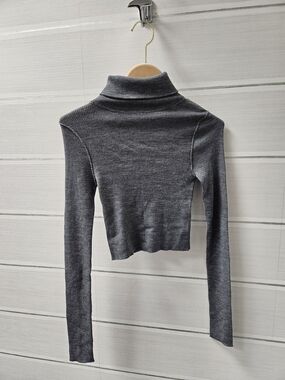 R13 Gray Ribbed Turtleneck Sweater
